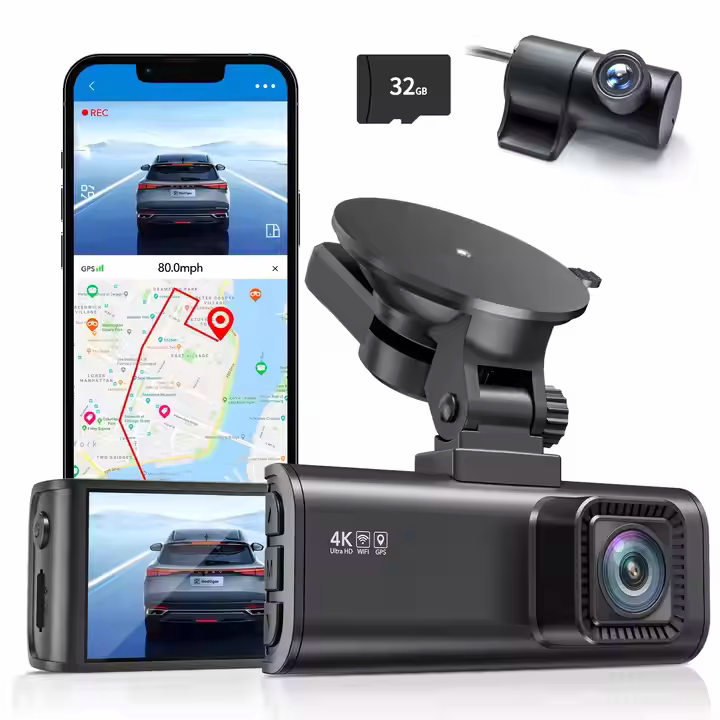 Redtiger F7NP 170 Large Angle 4k Wireless Front and Rear Dual Camera WIFI Dash Cam