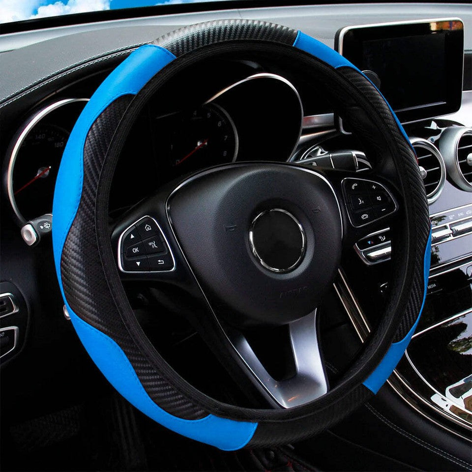 Carbon Fiber PU Leather Car without Inner Ring Steering Wheel Cover Automotive