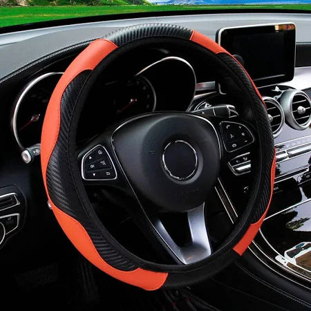 Carbon Fiber PU Leather Car without Inner Ring Steering Wheel Cover Automotive
