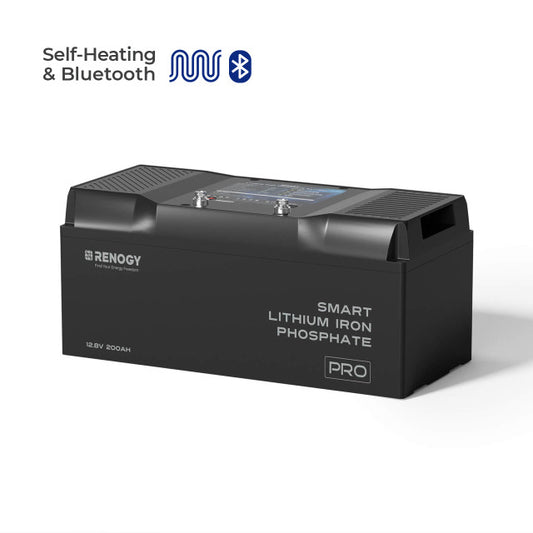 Pro - Renogy 12V 200Ah Smart Lithium Iron Phosphate Battery w/Bluetooth & Self-heating Function