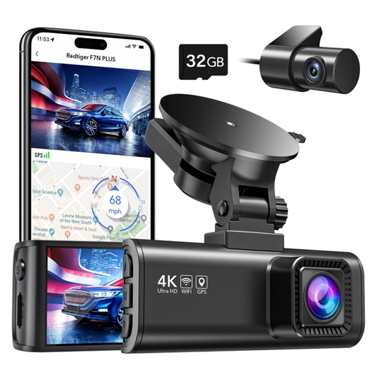 Redtiger F7NP 170 Large Angle 4k Wireless Front and Rear Dual Camera WIFI Dash Cam